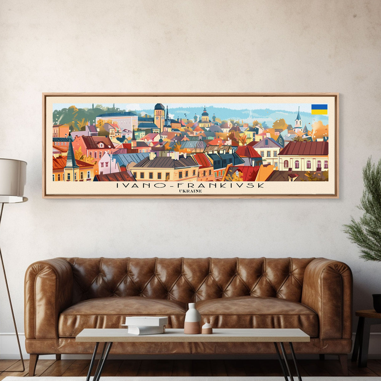 Ivano Frankivsk Travel Art, City Art, Framed Canvas Print or Metal Wall Art, Europe Travel Poster, Panoramic Wall Art, Extra Wide Wall Art