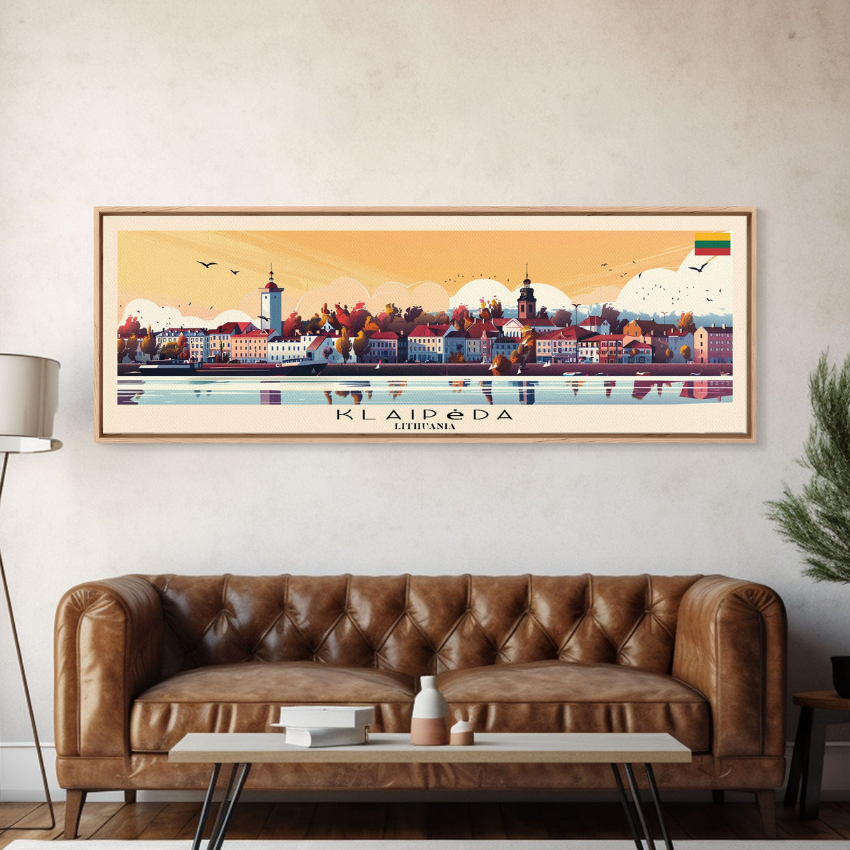 Klaipda Lithuania Wall Art, Panoramic Travel Poster, Panoramic Framed Canvas Print, City Wall Art, Wall Hanging Home Decor, Travel Art