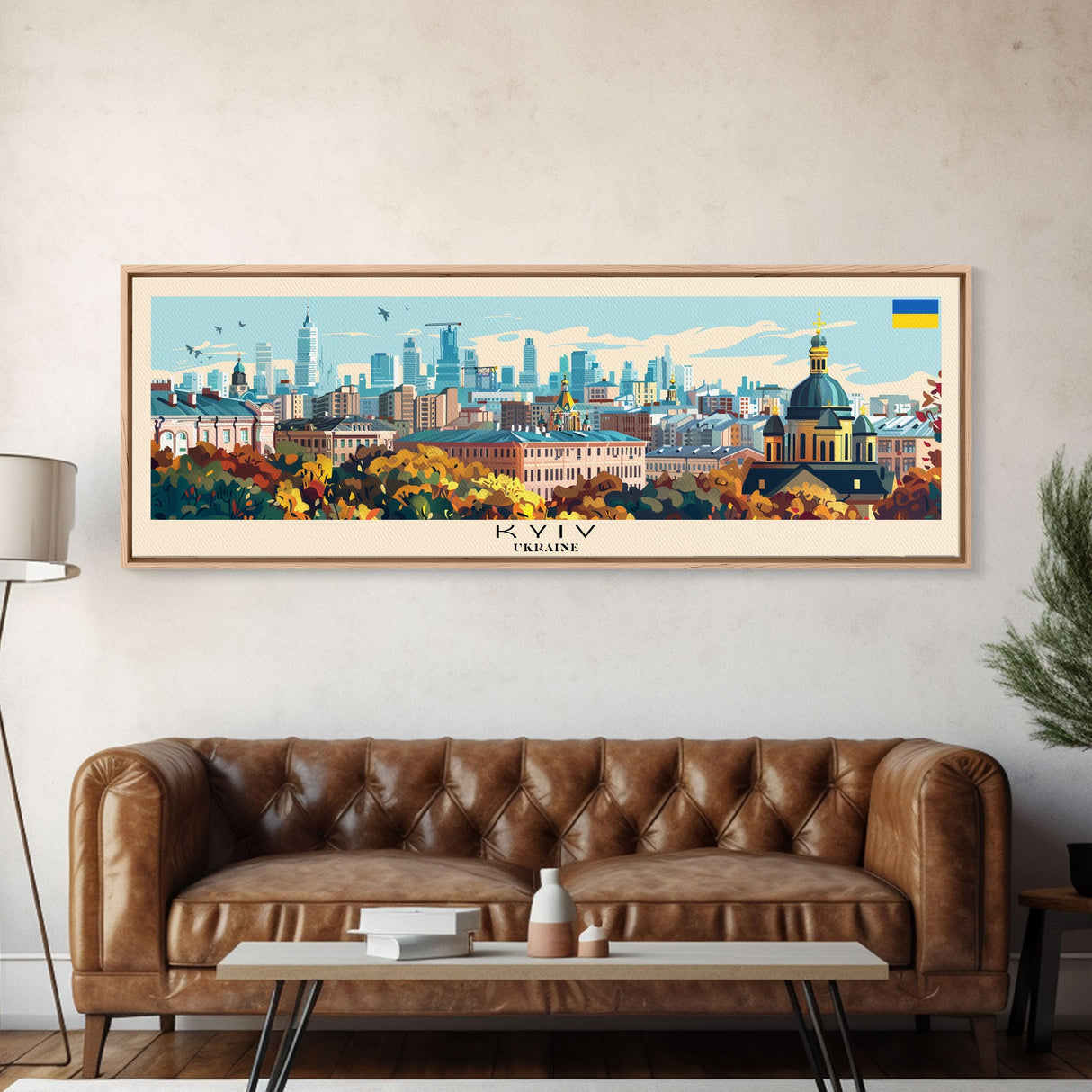 Kyiv Ukraine Wall Art, Panoramic Travel Poster, Panoramic Framed Canvas Print, City Wall Art, Wall Hanging Home Decor, Travel Art