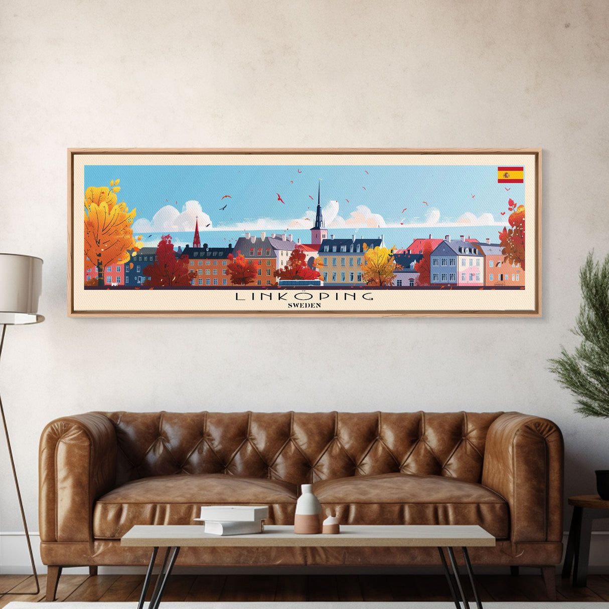 Linkoping Sweden Travel Art, City Art, Framed Canvas Print or Metal Wall Art, Europe Travel Poster, Panoramic Wall Art, Extra Wide Wall Art