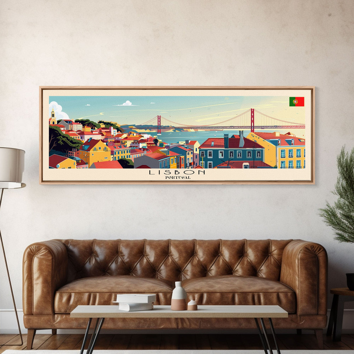 Lisbon Portugal Travel Print Wall Art, Panoramic City Art, Travel Art, Wall Decor, Vacation Gift, Framed Canvas Print Or Metal Art