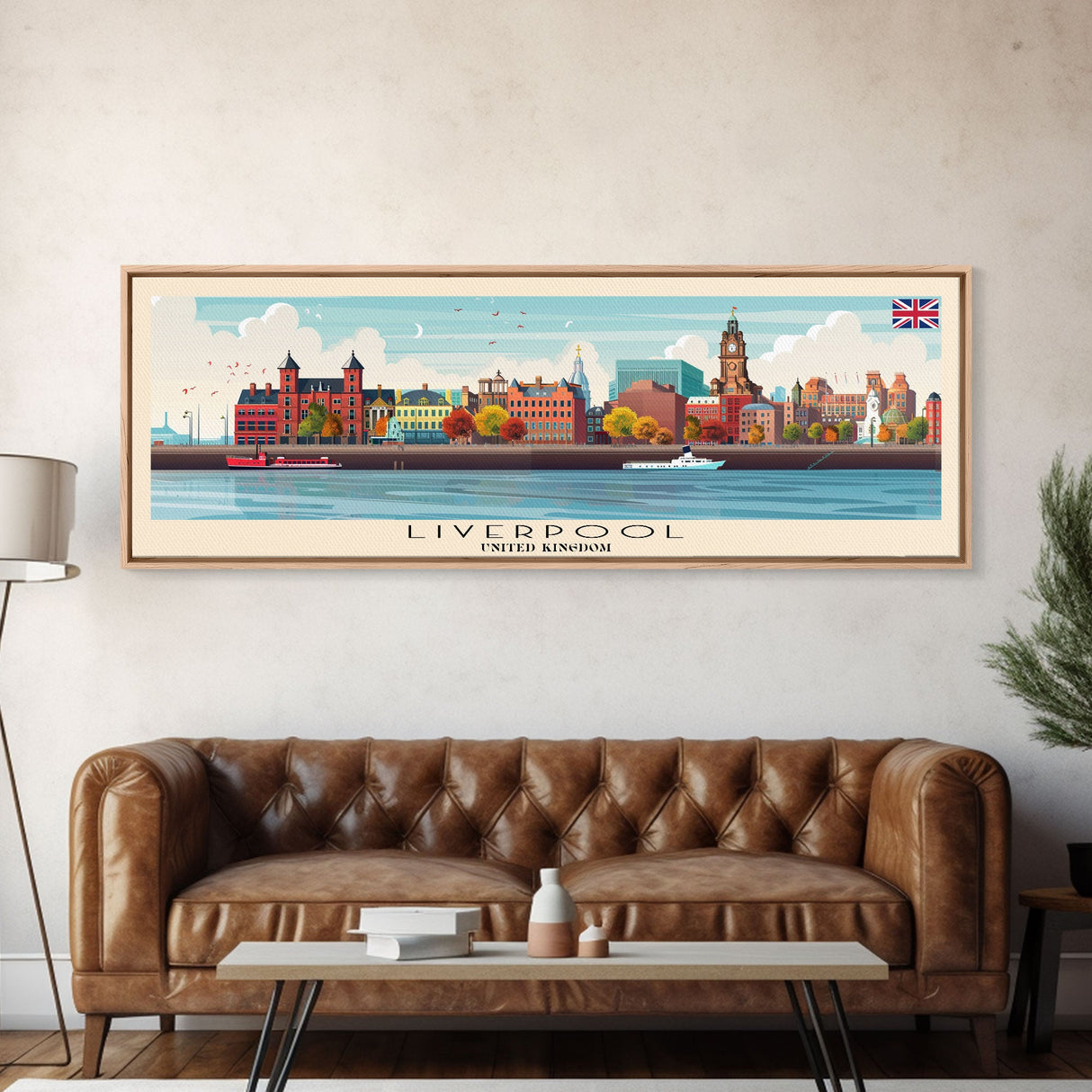 Liverpool United Kingdom Travel Art, City Art, Framed Canvas Print or Metal Wall Art, Europe Travel Poster, Panoramic Wall Art, Extra Wide Wall Art