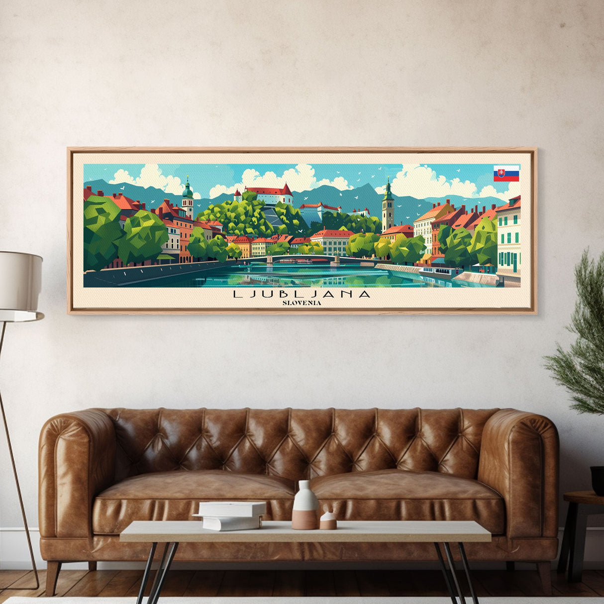 Ljubljana Slovenia Wall Art, Panoramic Travel Poster, Panoramic Framed Canvas Print, City Wall Art, Wall Hanging Home Decor, Travel Art