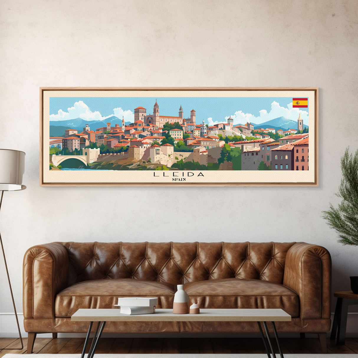 Lleida Spain Travel Print Wall Art, Panoramic City Art, Travel Art, Wall Decor, Vacation Gift, Framed Canvas Print Or Metal Art