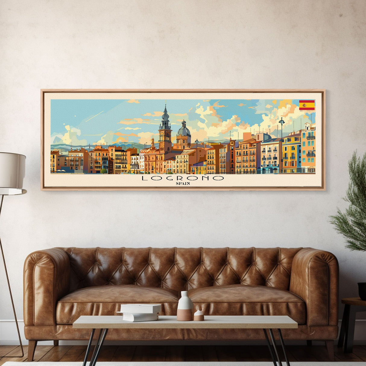 Logrońo Spain Travel Art, City Art, Framed Canvas Print or Metal Wall Art, Europe Travel Poster, Panoramic Wall Art, Extra Wide Wall Art