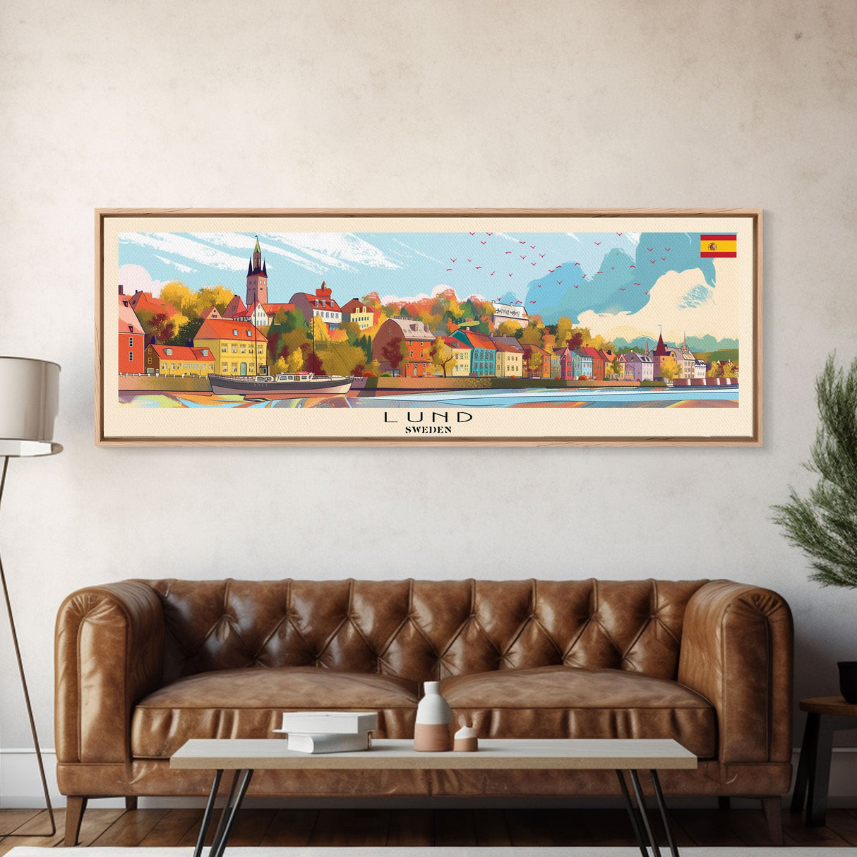 Lund Sweden Travel Print Wall Art, Panoramic City Art, Travel Art, Wall Decor, Vacation Gift, Framed Canvas Print Or Metal Art