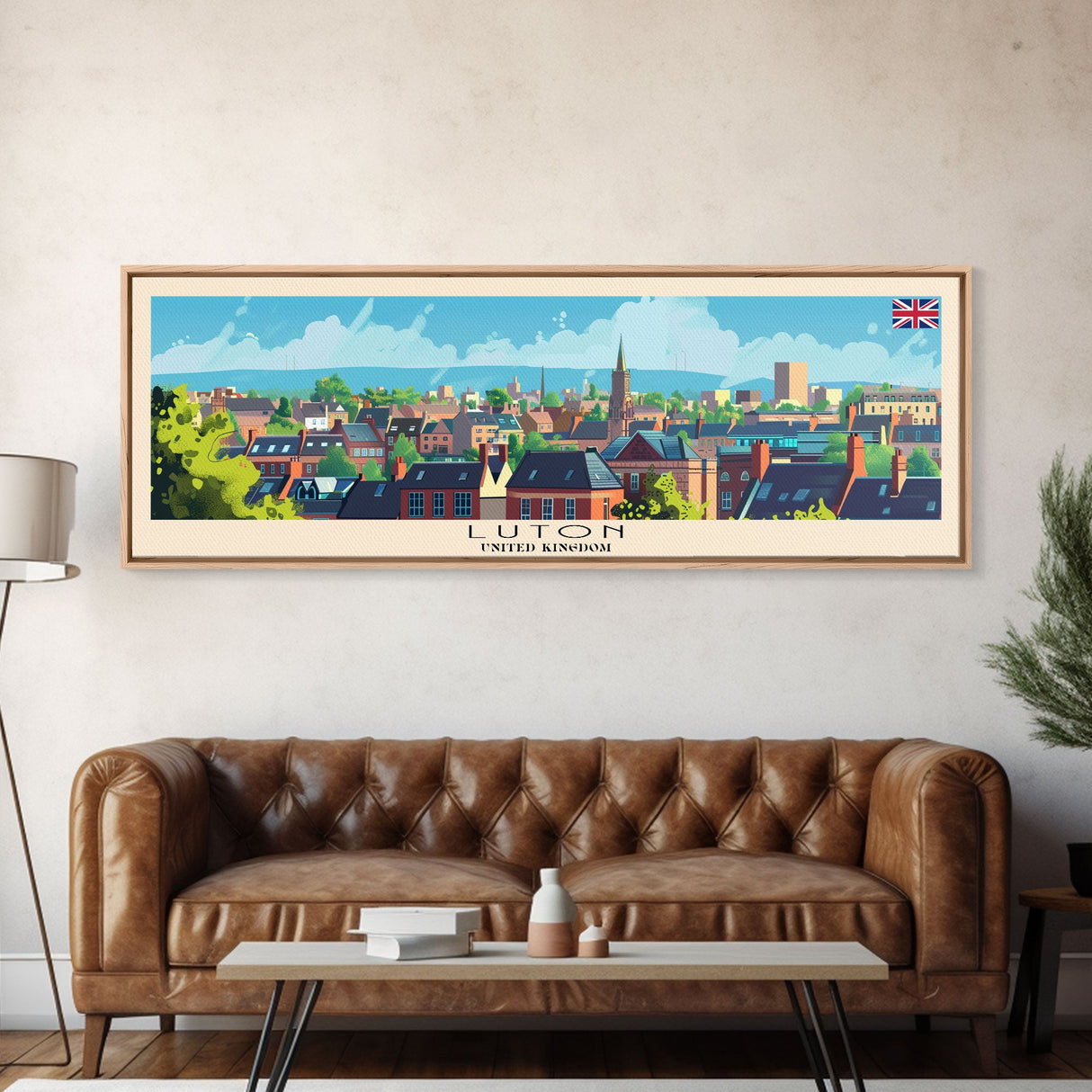 Luton United Kingdom Travel Art, City Art, Framed Canvas Print or Metal Wall Art, Europe Travel Poster, Panoramic Wall Art, Extra Wide Wall Art