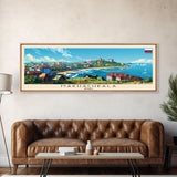 Makhachkala Russia Travel Art, City Art, Framed Canvas Print or Metal Wall Art, Europe Travel Poster, Panoramic Wall Art, Extra Wide Wall Art