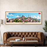 Manisa Turkey Wall Art, Panoramic Travel Poster, Panoramic Framed Canvas Print, City Wall Art, Wall Hanging Home Decor, Travel Art