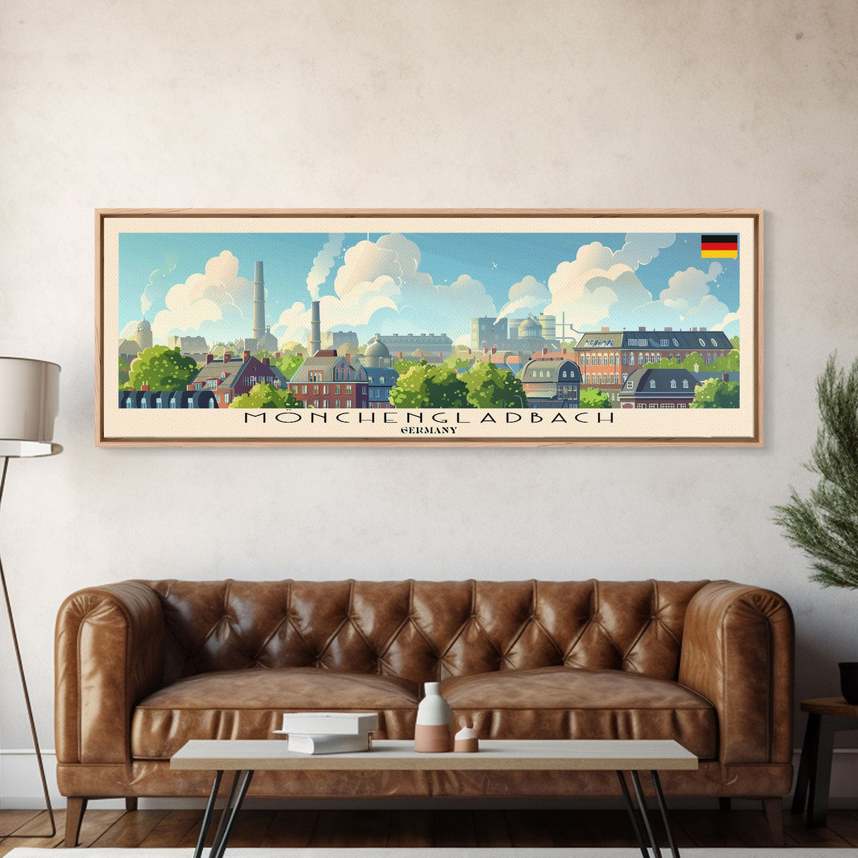 Monchengladbach Germany Travel Art, City Art, Framed Canvas Print or Metal Wall Art, Europe Travel Poster, Panoramic Wall Art, Extra Wide Wall Art