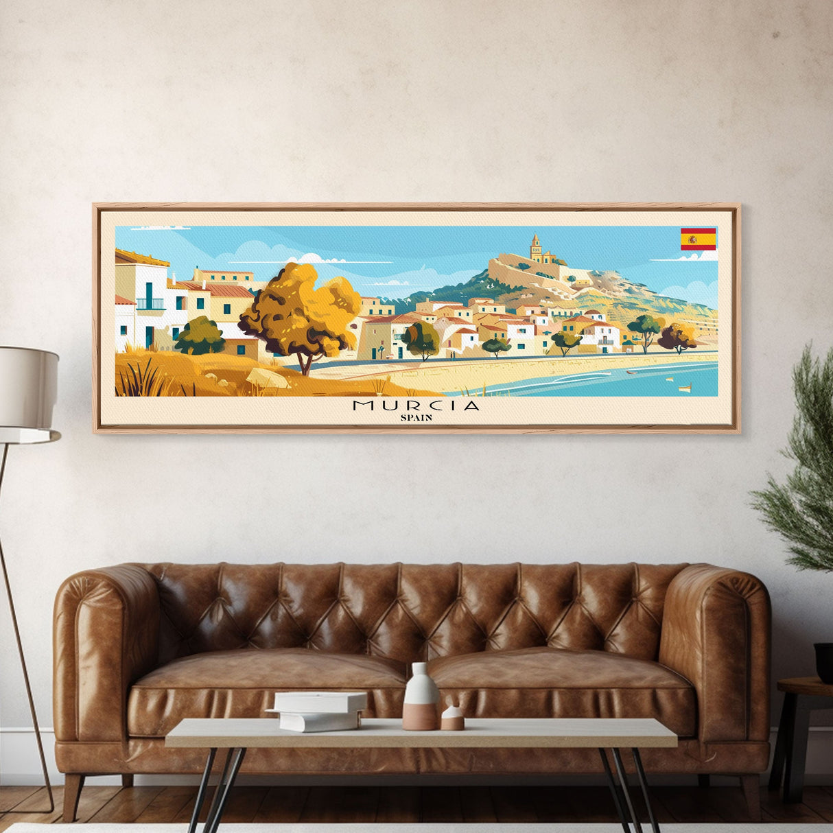 Murcia Spain Travel Art, City Art, Framed Canvas Print or Metal Wall Art, Europe Travel Poster, Panoramic Wall Art, Extra Wide Wall Art