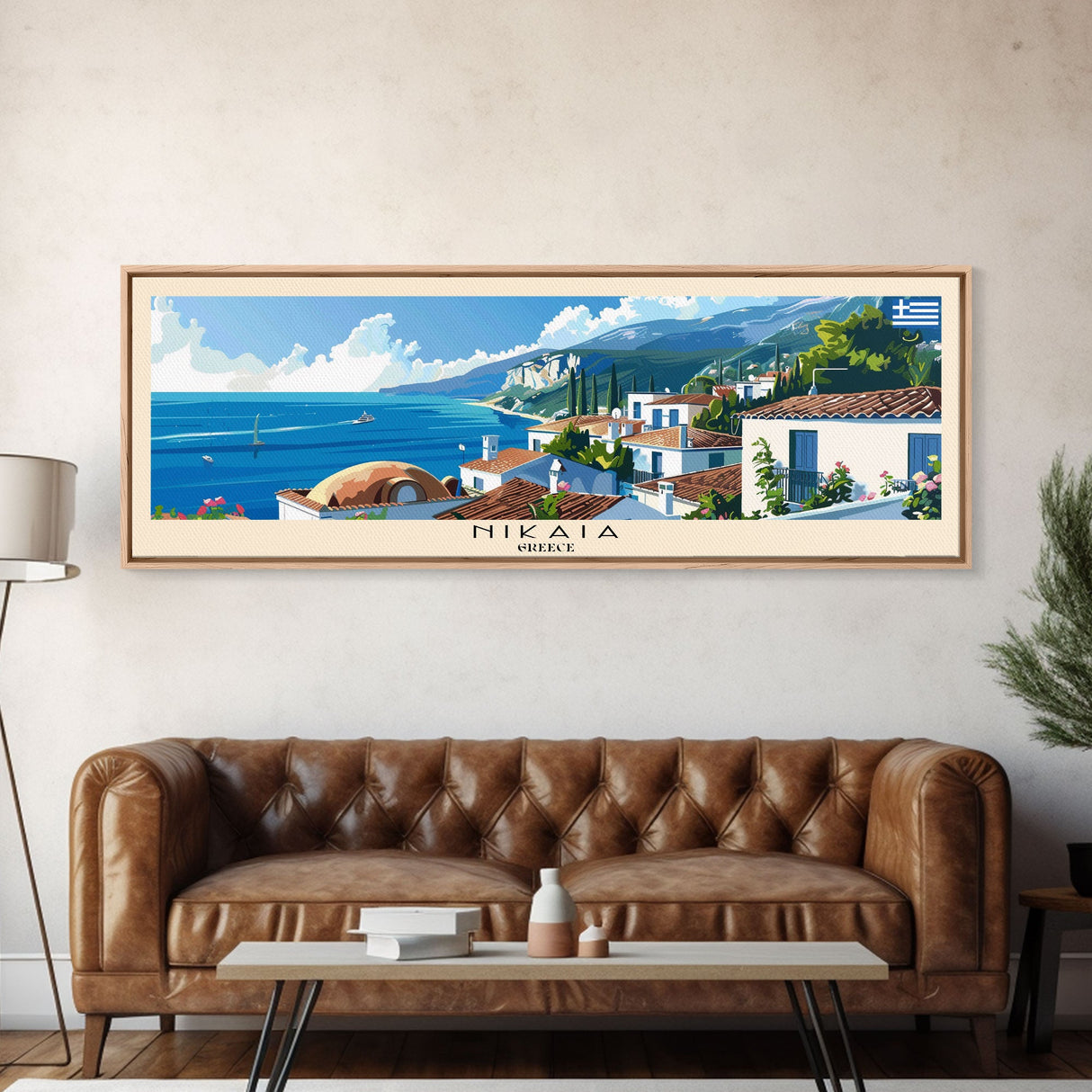 Nikaia Greece Wall Art, Panoramic Travel Poster, Panoramic Framed Canvas Print, City Wall Art, Wall Hanging Home Decor, Travel Art