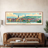 Nyiregyhaza Hungary Panoramic Travel Poster, Framed Canvas Print or Metal Wall Art, Travel Art, Home Decor, Panoramic Painting, Midcentury Art