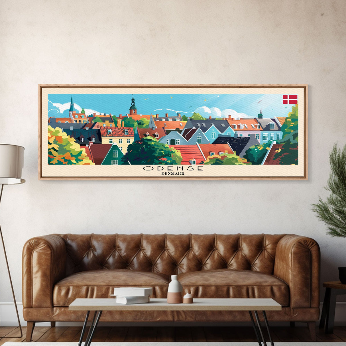 Odense Denmark Wall Art, Panoramic Travel Poster, Panoramic Framed Canvas Print, City Wall Art, Wall Hanging Home Decor, Travel Art