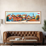 Olsztyn Poland Panoramic Travel Poster, Framed Canvas Print or Metal Wall Art, Travel Art, Home Decor, Panoramic Painting, Midcentury Art