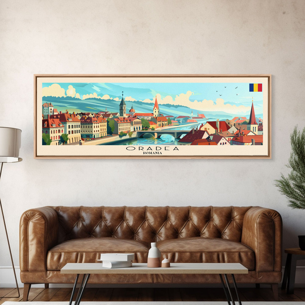 Oradea Romania Travel Print Wall Art, Panoramic City Art, Travel Art, Wall Decor, Vacation Gift, Framed Canvas Print Or Metal Art