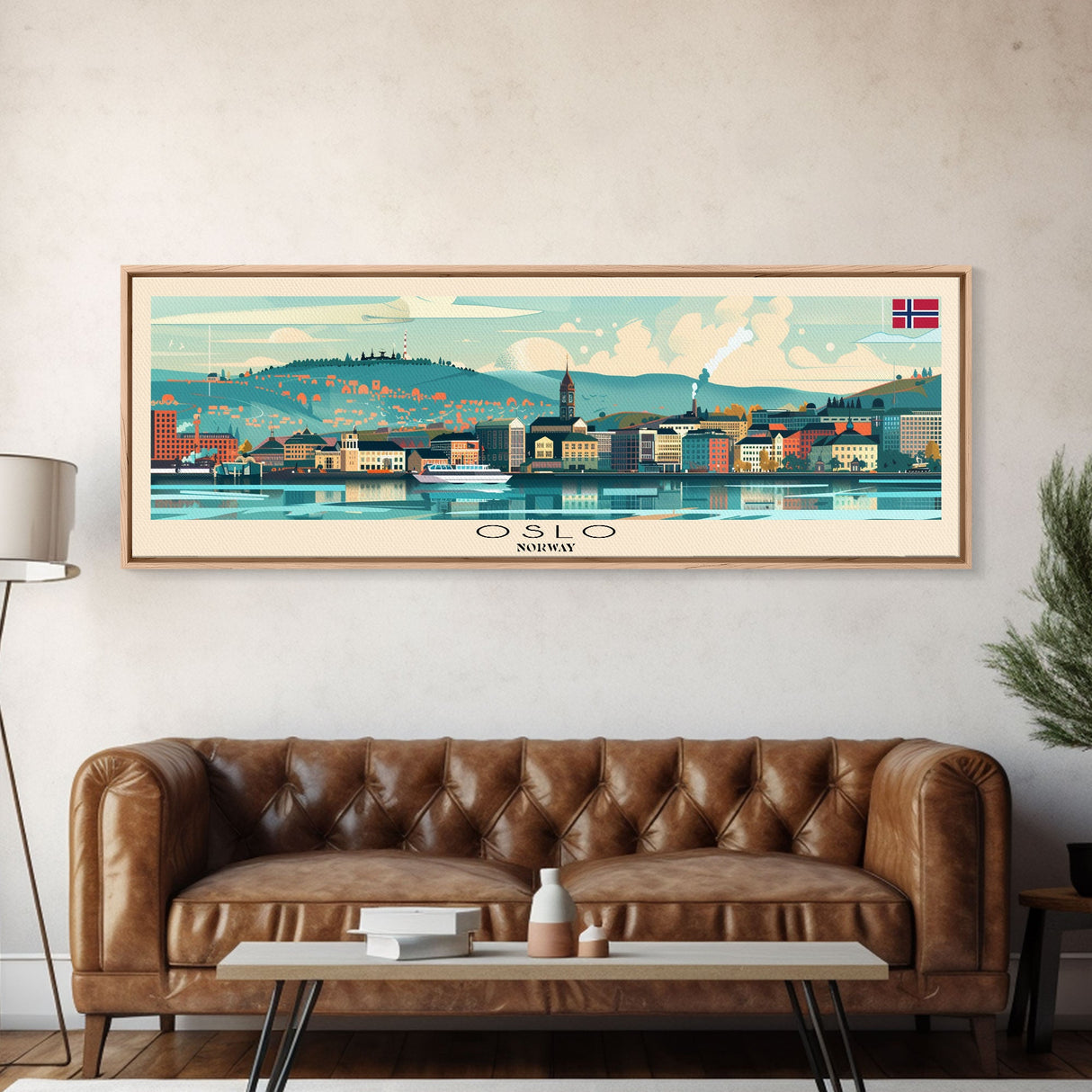 Oslo Norway Travel Art, City Art, Framed Canvas Print or Metal Wall Art, Europe Travel Poster, Panoramic Wall Art, Extra Wide Wall Art