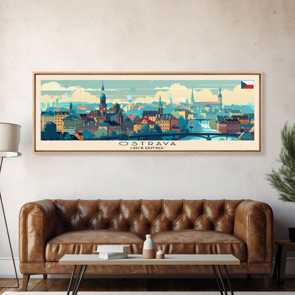 Ostrava Czech Republic Wall Art, Panoramic Travel Poster, Panoramic Framed Canvas Print, City Wall Art, Wall Hanging Home Decor, Travel Art