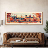 Oxford United Kingdom Panoramic Travel Poster, Framed Canvas Print or Metal Wall Art, Travel Art, Home Decor, Panoramic Painting, Midcentury Art