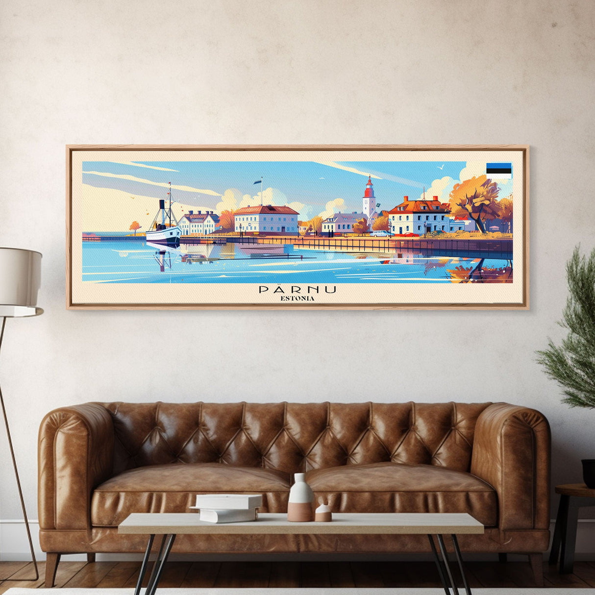 Parnu Estonia Travel Print Wall Art, Panoramic City Art, Travel Art, Wall Decor, Vacation Gift, Framed Canvas Print Or Metal Art