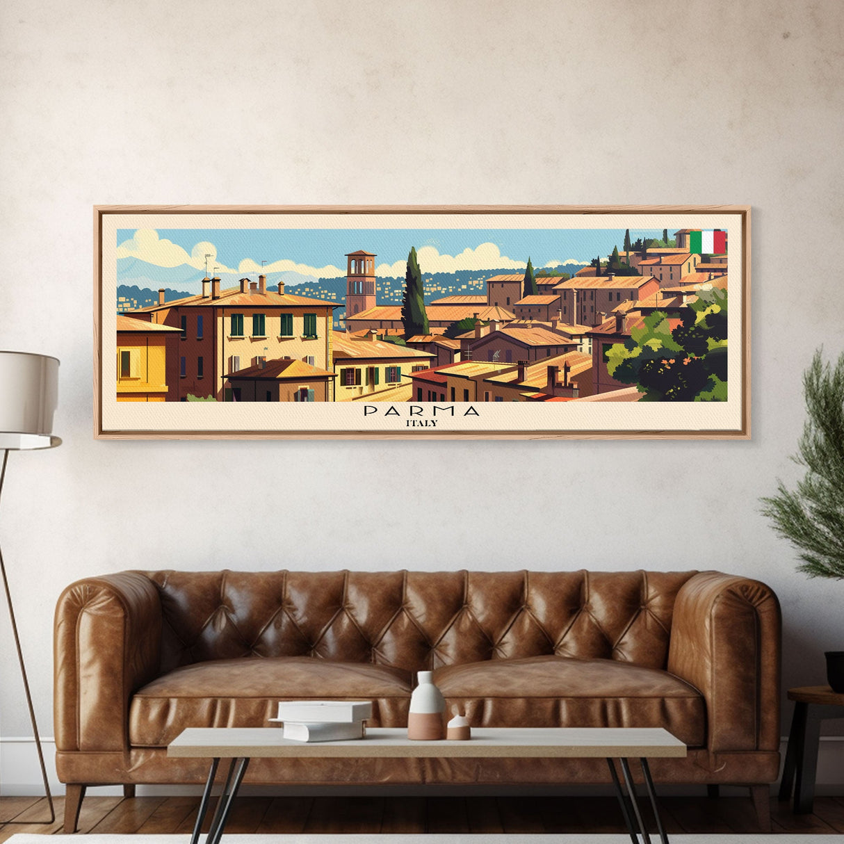 Parma Italy Wall Art, Panoramic Travel Poster, Panoramic Framed Canvas Print, City Wall Art, Wall Hanging Home Decor, Travel Art