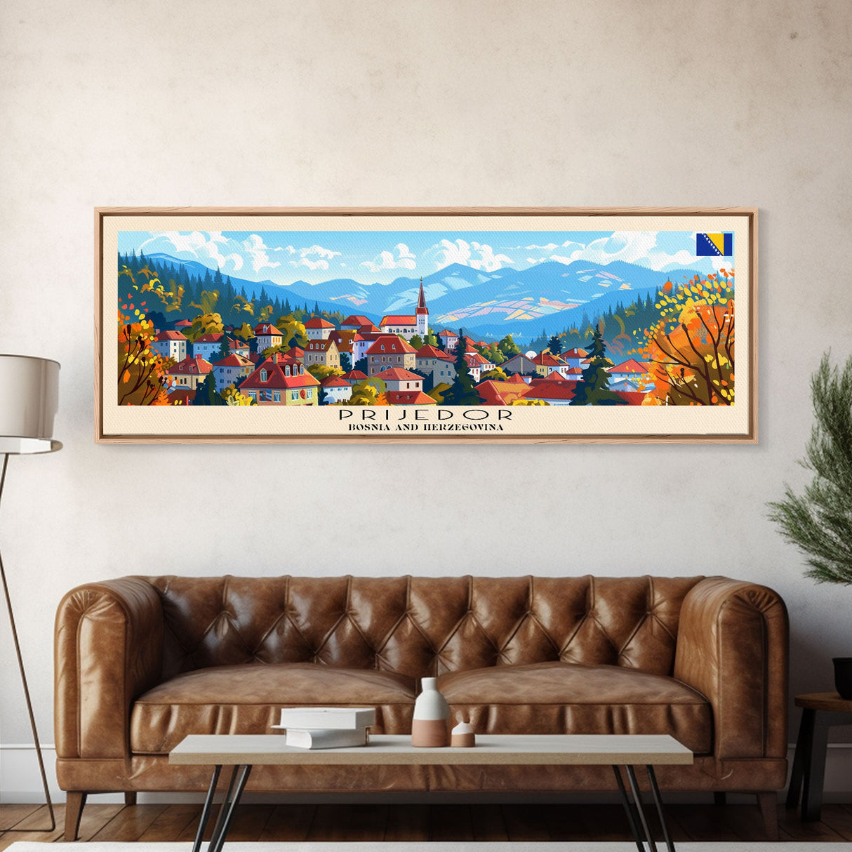 Prijedor Bosnia Travel Art, City Art, Framed Canvas Print or Metal Wall Art, Europe Travel Poster, Panoramic Wall Art, Extra Wide Wall Art