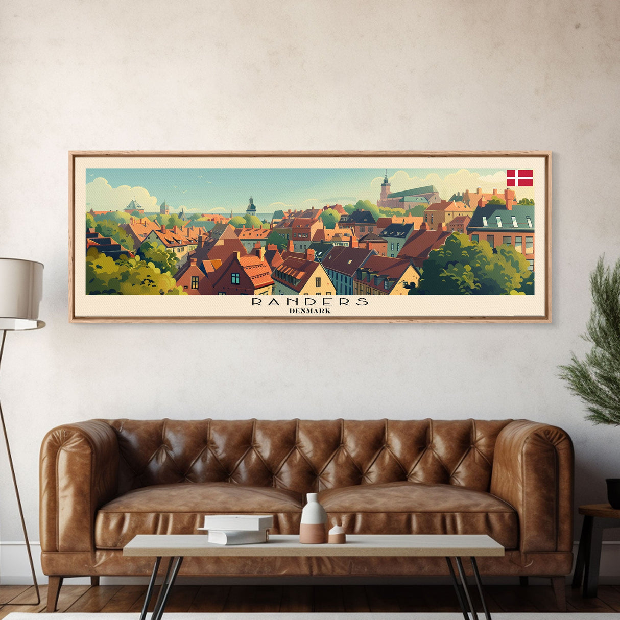 Randers Denmark Travel Art, City Art, Framed Canvas Print or Metal Wall Art, Europe Travel Poster, Panoramic Wall Art, Extra Wide Wall Art