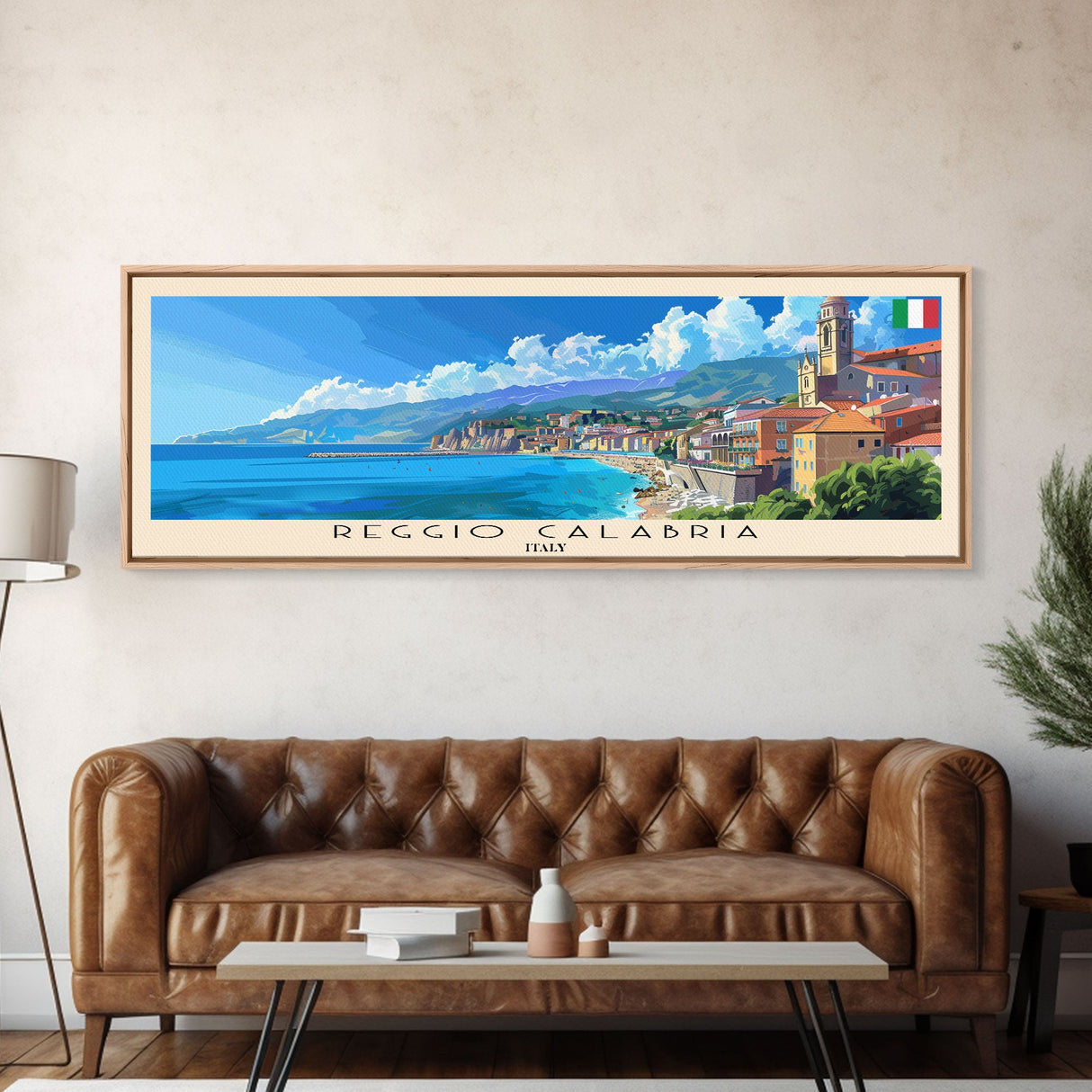 Reggio Calabria Wall Art, Panoramic Travel Poster, Panoramic Framed Canvas Print, City Wall Art, Wall Hanging Home Decor, Travel Art