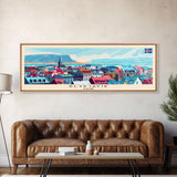 Reykjavik Iceland Wall Art, Panoramic Travel Poster, Panoramic Framed Canvas Print, City Wall Art, Wall Hanging Home Decor, Travel Art