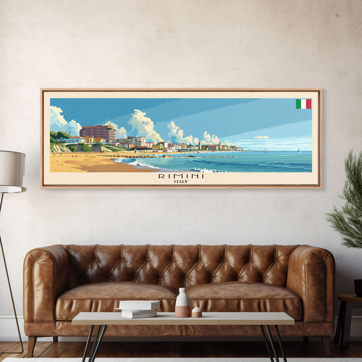 Rimini Italy Travel Art, City Art, Framed Canvas Print or Metal Wall Art, Europe Travel Poster, Panoramic Wall Art, Extra Wide Wall Art