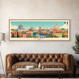 Rome Italy Travel Print Wall Art, Panoramic City Art, Travel Art, Wall Decor, Vacation Gift, Framed Canvas Print Or Metal Art