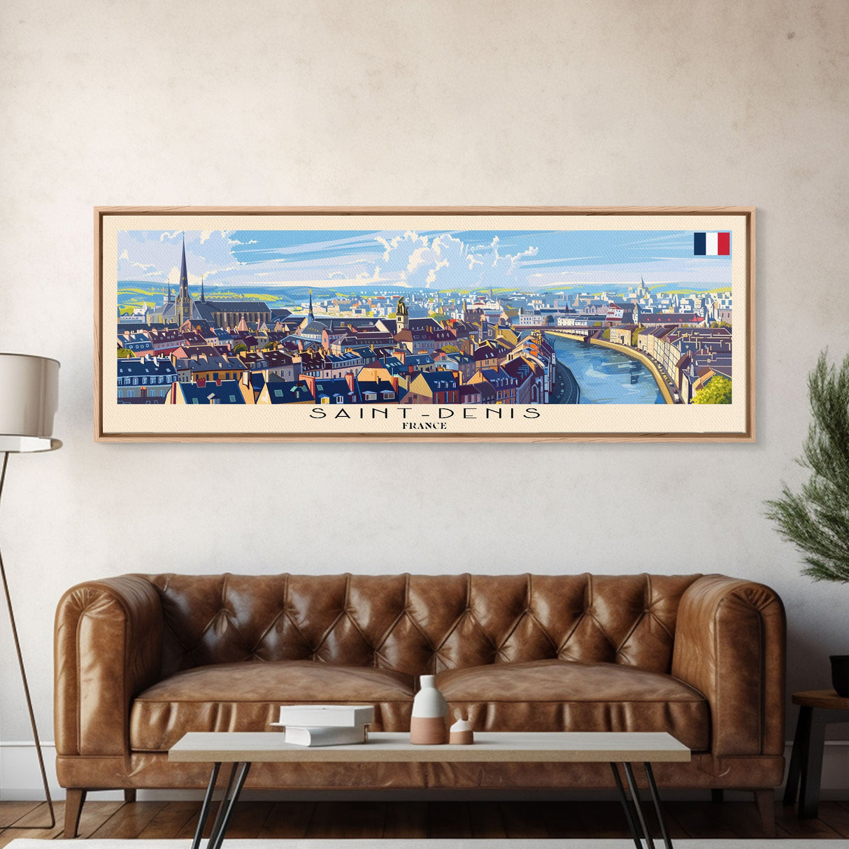 Saint Denis France  Wall Art, Panoramic Travel Poster, Panoramic Framed Canvas Print, City Wall Art, Wall Hanging Home Decor, Travel Art