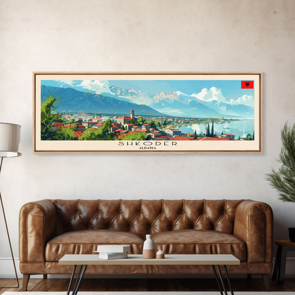 Shkodr Albania Travel Print Wall Art, Panoramic City Art, Travel Art, Wall Decor, Vacation Gift, Framed Canvas Print Or Metal Art