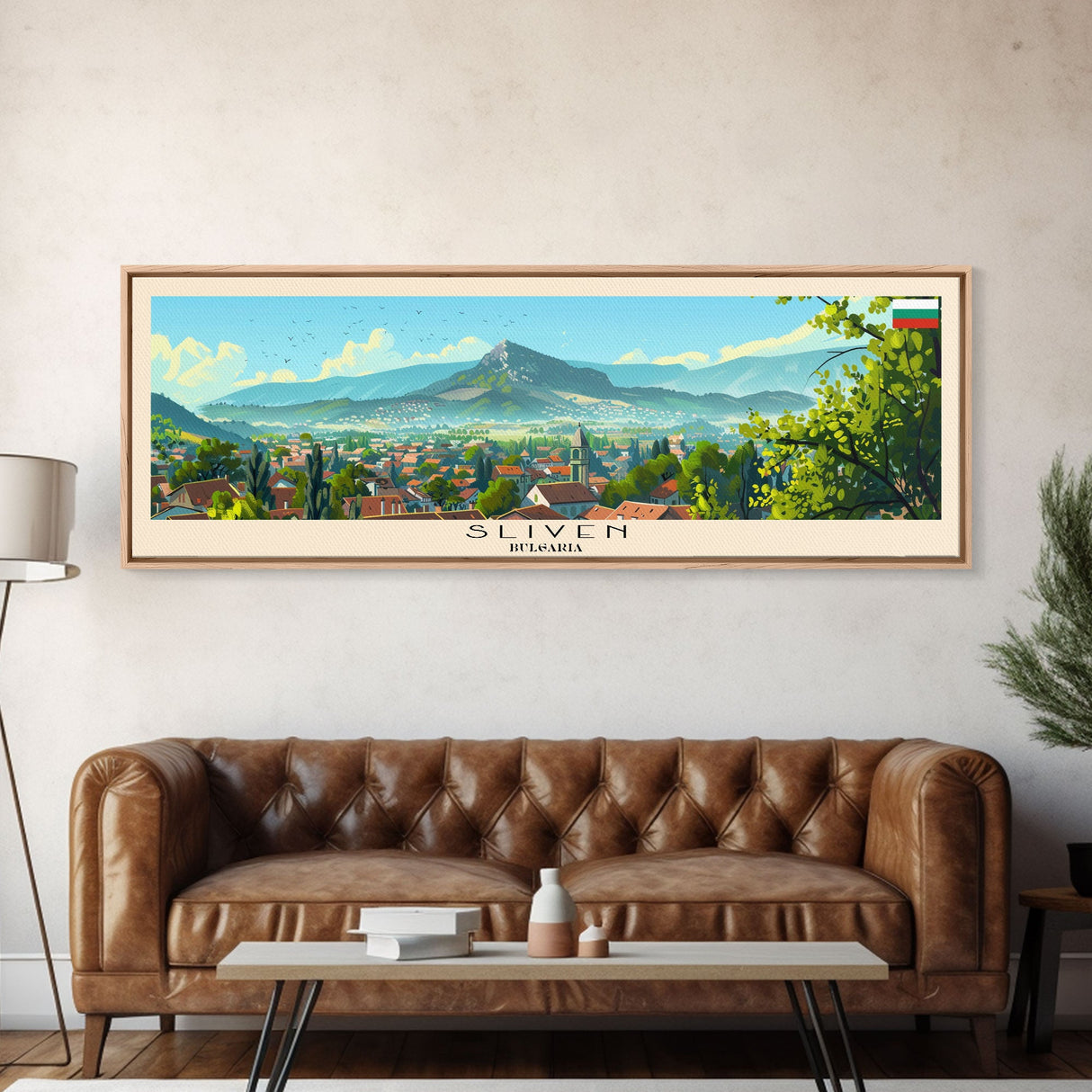 Sliven Bulgaria Wall Art, Panoramic Travel Poster, Panoramic Framed Canvas Print, City Wall Art, Wall Hanging Home Decor, Travel Art