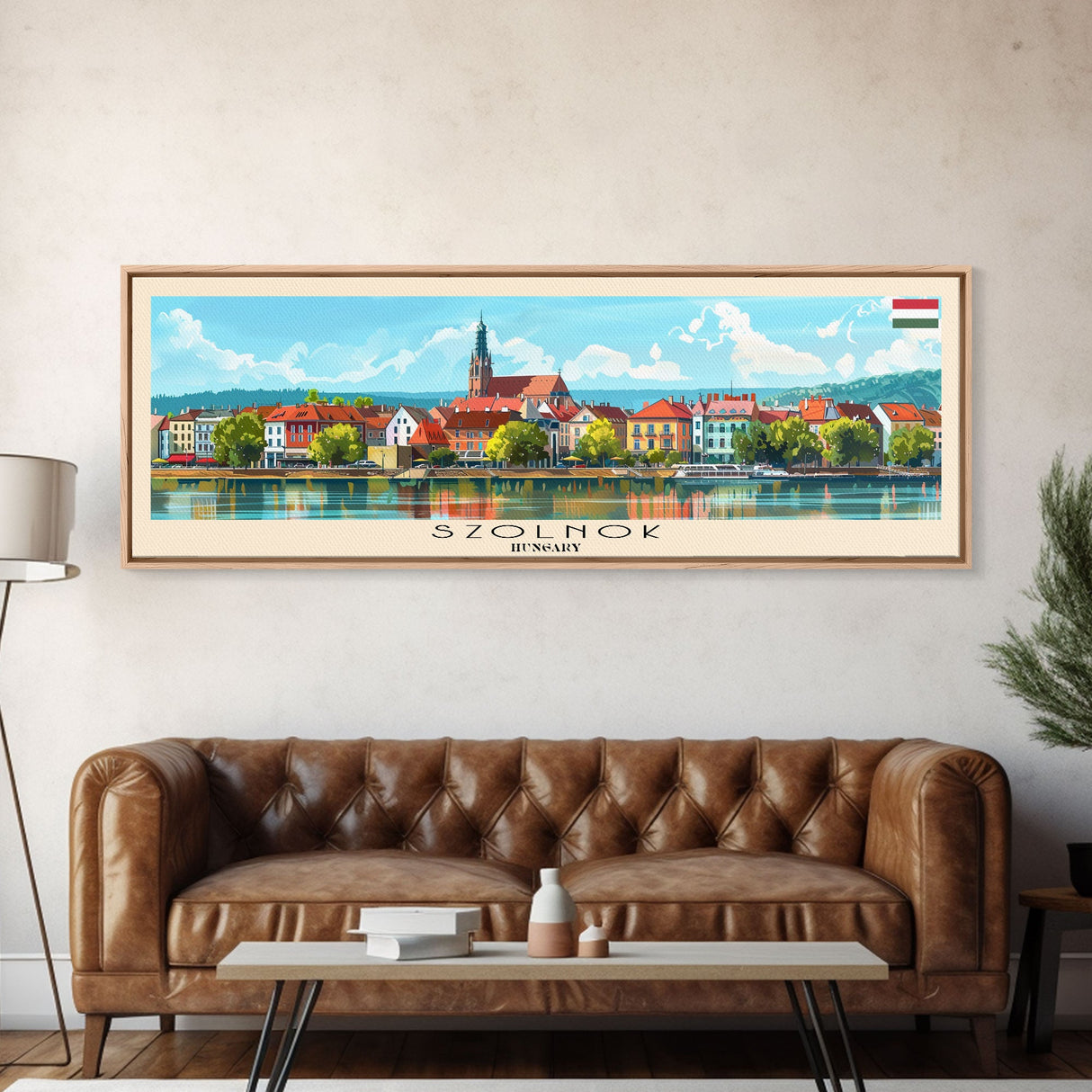 Szkesfehervar Hungary Panoramic Travel Poster, Framed Canvas Print or Metal Wall Art, Travel Art, Home Decor, Panoramic Painting, Midcentury Art