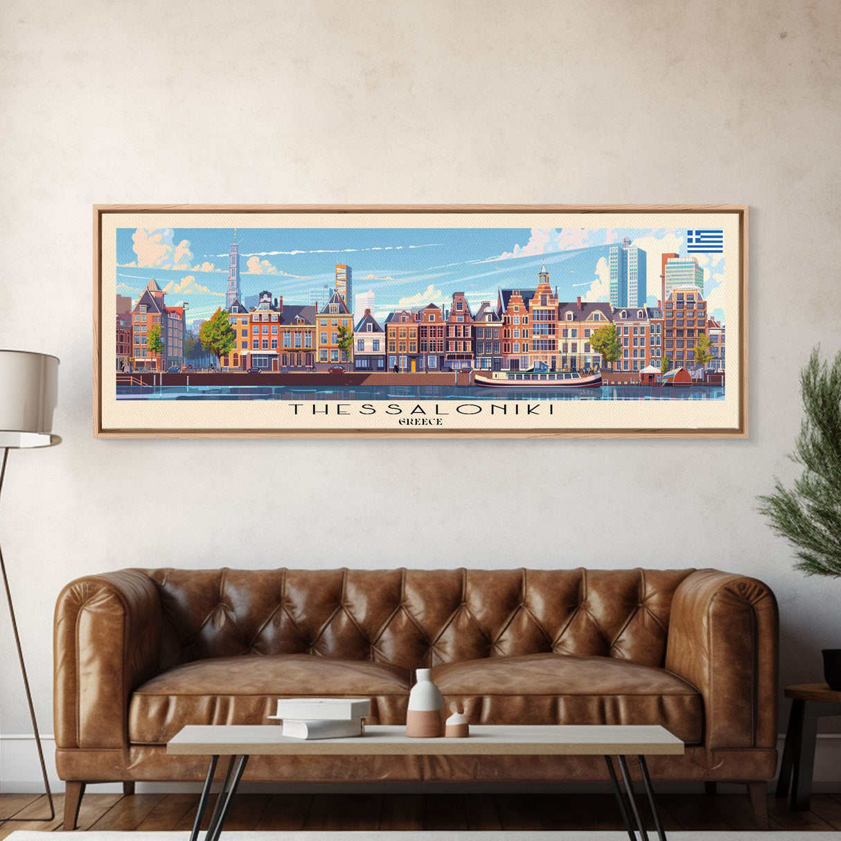 Thessaloniki Greece Travel Art, City Art, Framed Canvas Print or Metal Wall Art, Europe Travel Poster, Panoramic Wall Art, Extra Wide Wall Art