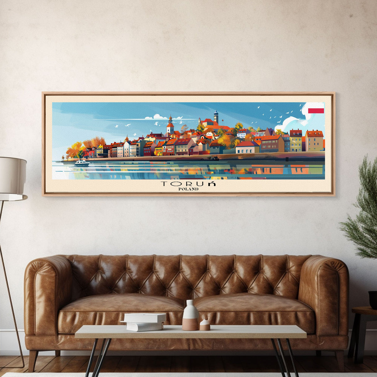 Torun Poland Travel Art, City Art, Framed Canvas Print or Metal Wall Art, Europe Travel Poster, Panoramic Wall Art, Extra Wide Wall Art