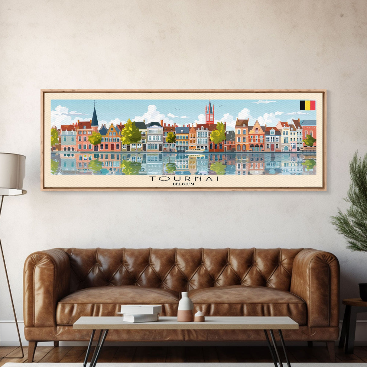 Tournai Belgium Travel Print Wall Art, Panoramic City Art, Travel Art, Wall Decor, Vacation Gift, Framed Canvas Print Or Metal Art