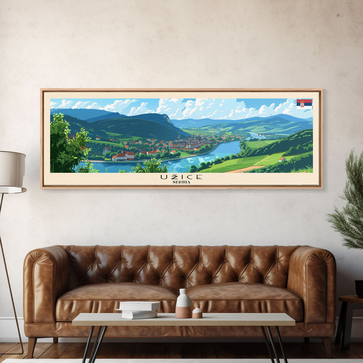 Uzice Serbia Travel Print Wall Art, Panoramic City Art, Travel Art, Wall Decor, Vacation Gift, Framed Canvas Print Or Metal Art