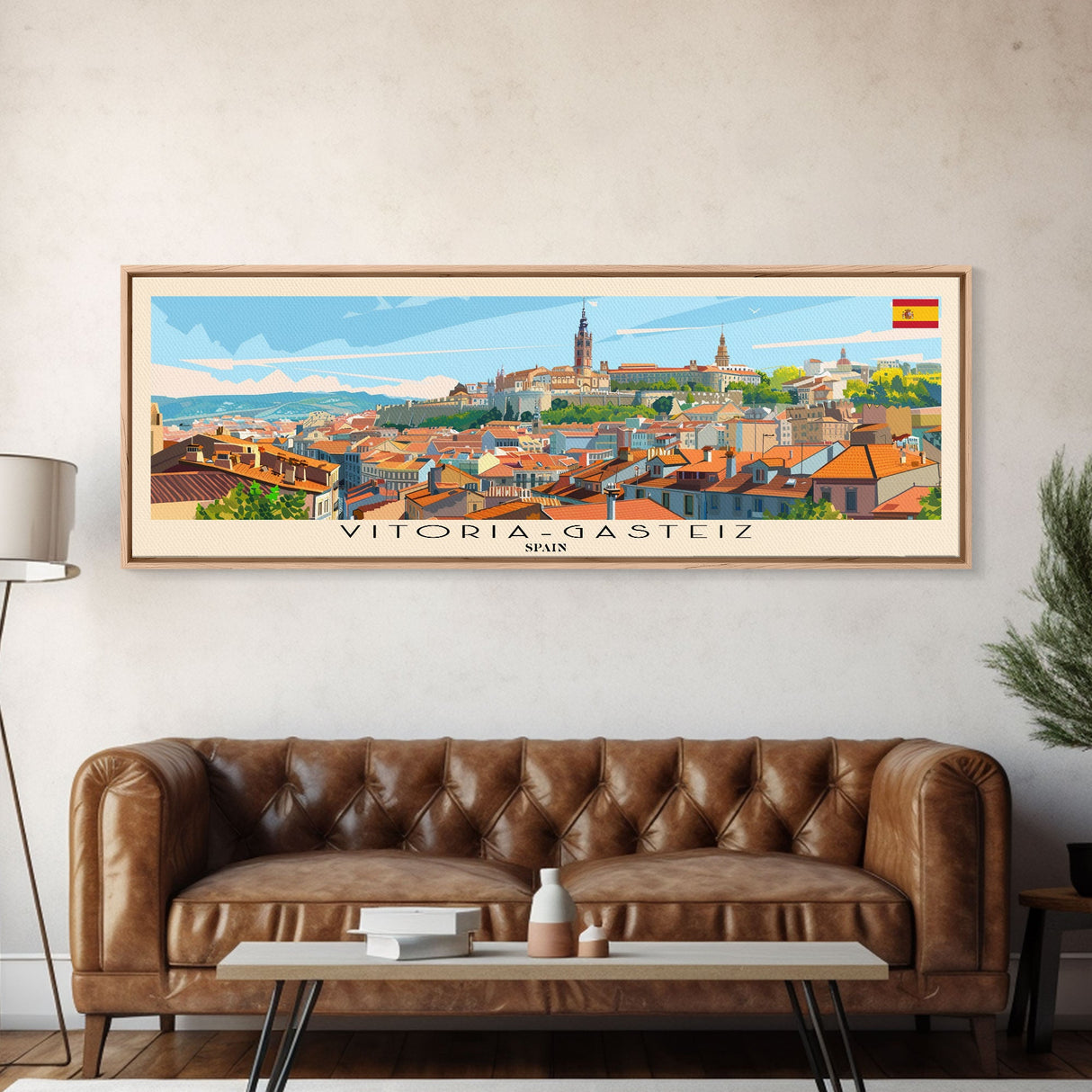 Vitoria Gasteiz Spain Travel Art, City Art, Framed Canvas Print or Metal Wall Art, Europe Travel Poster, Panoramic Wall Art, Extra Wide Wall Art