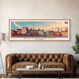 Wolverhampton United Kingdom Panoramic Travel Poster, Framed Canvas Print or Metal Wall Art, Travel Art, Home Decor, Panoramic Painting, Midcentury Art