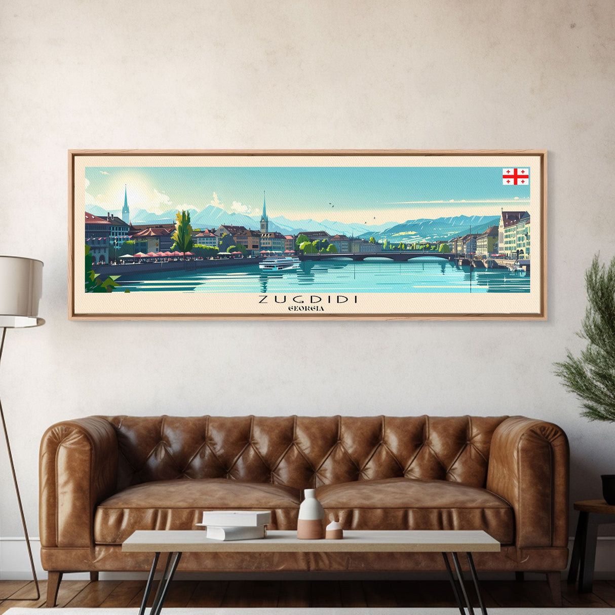 Zugdidi Georgia Travel Print Wall Art, Panoramic City Art, Travel Art, Wall Decor, Vacation Gift, Framed Canvas Print Or Metal Art