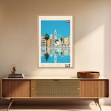 Split Croatia Travel Poster Framed Canvas Print, Midcentury Modern Art, Pop Art Wall Decor, Home Decor, Bedroom Art