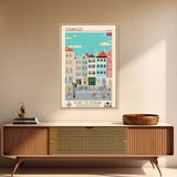 Stavanger Norway Travel Poster Framed Canvas Print, Midcentury Modern Art, Pop Art Wall Decor, Living Room Art, Home Decoration