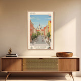 Szeged Hungary Travel Poster Framed Canvas Print, Midcentury Modern Art, Pop Art Wall Decor, Living Room Art, Vacation Gift