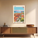 Thun Switzerland Travel Poster Framed Canvas Print, Midcentury Modern Art, Pop Art Wall Decor, Living Room Art, Scenic Wall Art