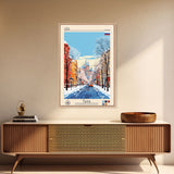 Ufa Russia Travel Poster Framed Canvas Print, Midcentury Modern Art, Pop Art Wall Decor, Living Room Art, Home Decoration