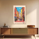 Vigo Spain Travel Poster Framed Canvas Print, Midcentury Modern Art, Pop Art Wall Decor, Living Room Art, Vacation Gift