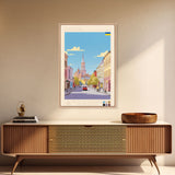 Zhytomyr Ukraine Travel Poster Framed Canvas Print, Midcentury Modern Art, Pop Art Wall Decor, Living Room Art, Home Decoration