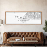 Panoramic Fort Lauderdale City Map, Florida Art, Map Print, Minimalist Wall Art, Canvas Art, Housewarming Gift, Street Map Art, Closing Gift